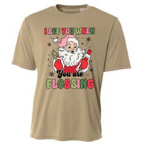 I See You When Flossing Christmas Dentist Xmas Flossing Cooling Performance Crew T-Shirt