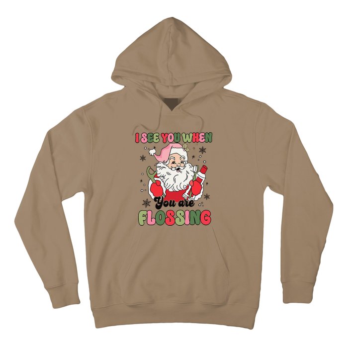 I See You When Flossing Christmas Dentist Xmas Flossing Hoodie