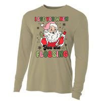 I See You When Flossing Christmas Dentist Xmas Flossing Cooling Performance Long Sleeve Crew