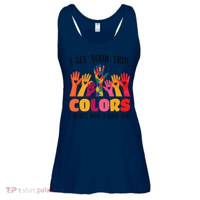I See Your True Colors Autism Awareness Family Ladies Essential Flowy Tank