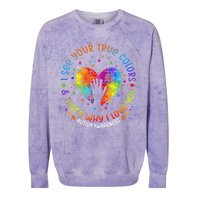 I See Your True Colors Puzzle World Autism Awareness Month Colorblast Crewneck Sweatshirt