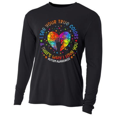 I See Your True Colors Puzzle World Autism Awareness Month Cooling Performance Long Sleeve Crew