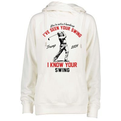 IVe Seen Your Swing I Know Your Swing Funny Trump Golf 2024 Womens Funnel Neck Pullover Hood