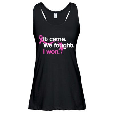 It Came We Fought I Won Breast Cancer Ladies Essential Flowy Tank