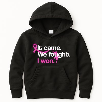 It Came We Fought I Won Breast Cancer Kids Hoodie