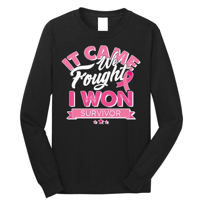 It Came We Fought I Won Breast Cancer Survivor Long Sleeve Shirt