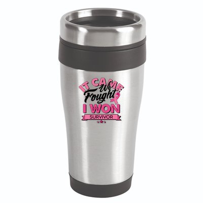 It Came We Fought I Won Breast Cancer Survivor 16oz Travel Tumbler