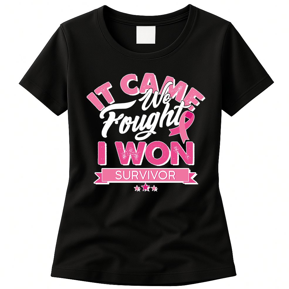 It Came We Fought I Won Breast Cancer Survivor Womens T-Shirt