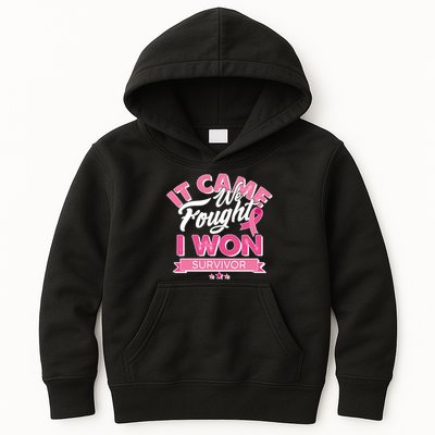 It Came We Fought I Won Breast Cancer Survivor Kids Hoodie