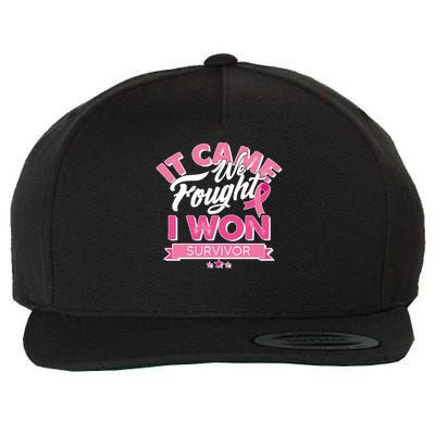It Came We Fought I Won Breast Cancer Survivor Wool Snapback Cap