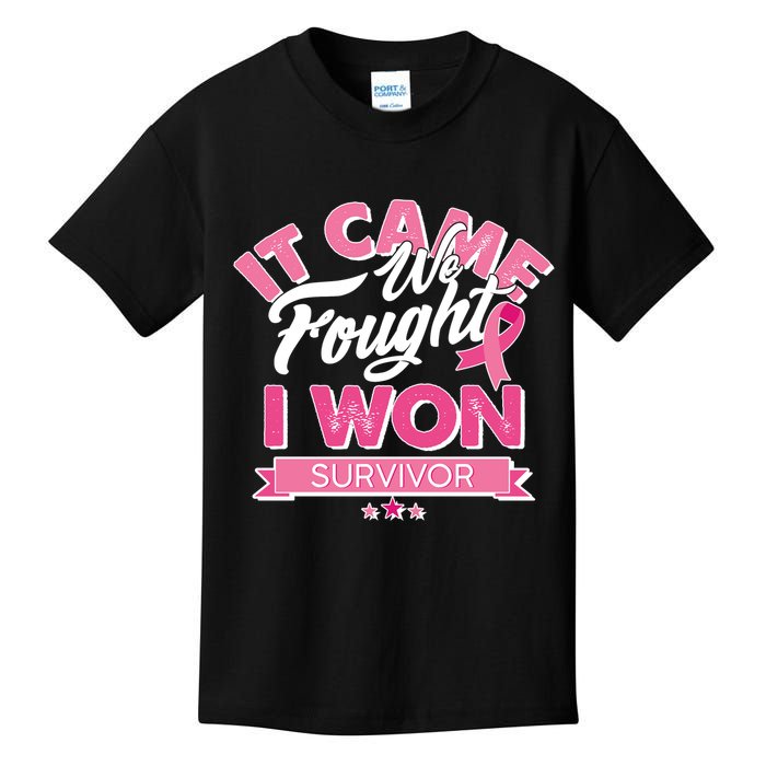 It Came We Fought I Won Breast Cancer Survivor Kids T-Shirt
