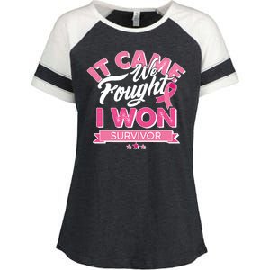 It Came We Fought I Won Breast Cancer Survivor Enza Ladies Jersey Colorblock Tee