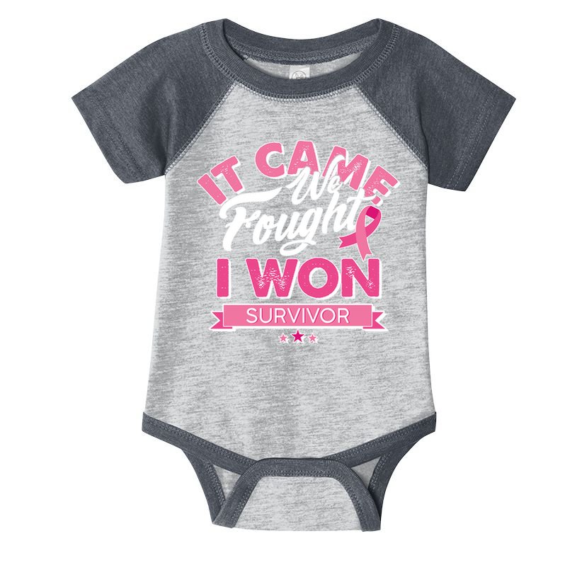 It Came We Fought I Won Breast Cancer Survivor Infant Baby Jersey Bodysuit
