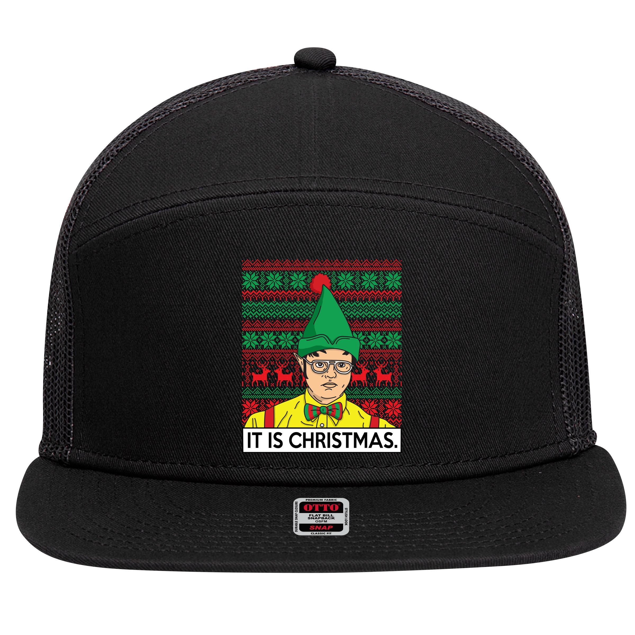 It Is Christmas Ugly Christmas Sweater Funny 7 Panel Mesh Trucker Snapback Hat