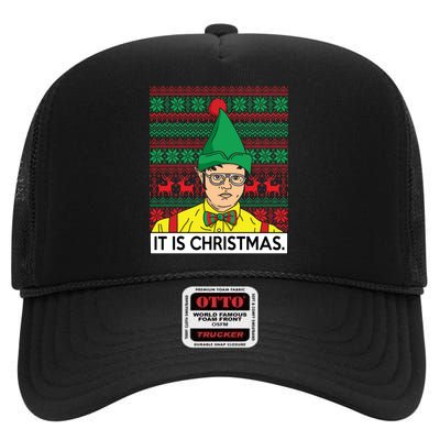 It Is Christmas Ugly Christmas Sweater Funny High Crown Mesh Back Trucker Hat