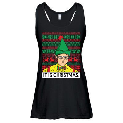 It Is Christmas Ugly Christmas Sweater Funny Ladies Essential Flowy Tank