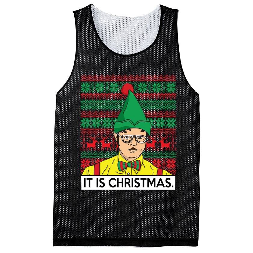 It Is Christmas Ugly Christmas Sweater Funny Mesh Reversible Basketball Jersey Tank