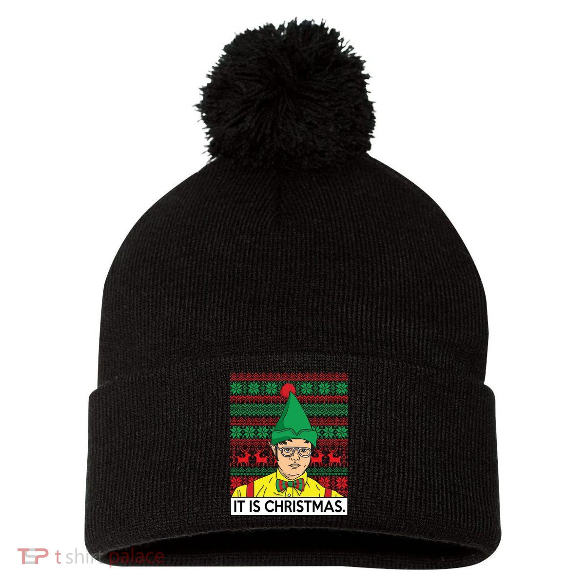 It Is Christmas Ugly Christmas Sweater Funny Pom Pom 12in Knit Beanie