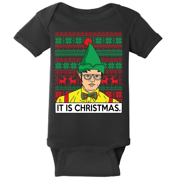It Is Christmas Ugly Christmas Sweater Funny Baby Bodysuit