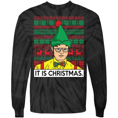 It Is Christmas Ugly Christmas Sweater Funny Tie-Dye Long Sleeve Shirt