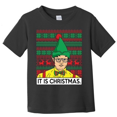 It Is Christmas Ugly Christmas Sweater Funny Toddler T-Shirt