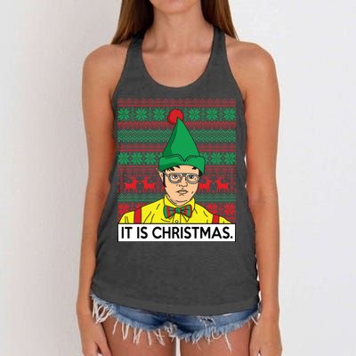 It Is Christmas Ugly Christmas Sweater Funny Women's Knotted Racerback Tank