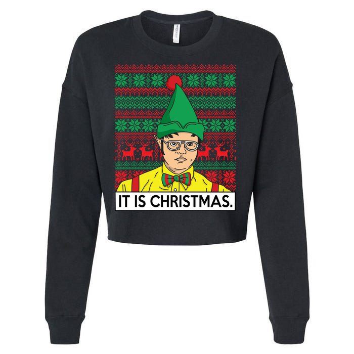 It Is Christmas Ugly Christmas Sweater Funny Cropped Pullover Crew