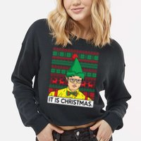 It Is Christmas Ugly Christmas Sweater Funny Cropped Pullover Crew