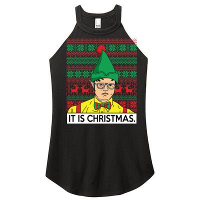 It Is Christmas Ugly Christmas Sweater Funny Women’s Perfect Tri Rocker Tank