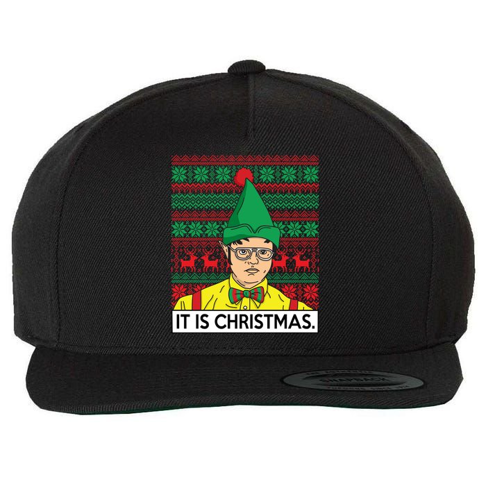 It Is Christmas Ugly Christmas Sweater Funny Wool Snapback Cap