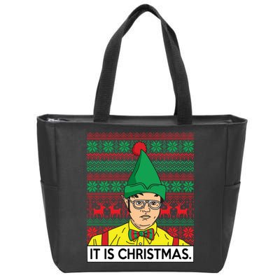 It Is Christmas Ugly Christmas Sweater Funny Zip Tote Bag