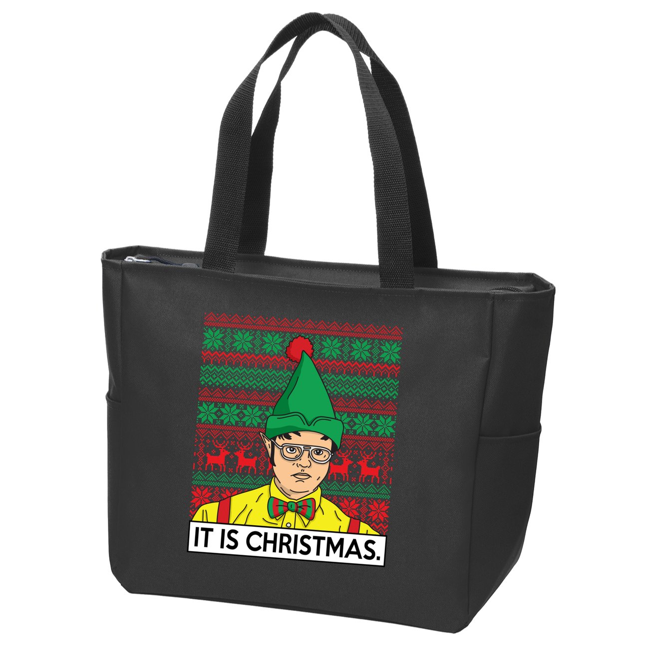 It Is Christmas Ugly Christmas Sweater Funny Zip Tote Bag