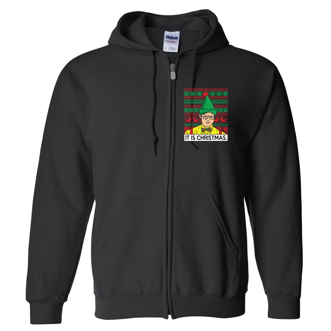 It Is Christmas Ugly Christmas Sweater Funny Full Zip Hoodie