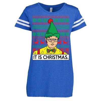 It Is Christmas Ugly Christmas Sweater Funny Enza Ladies Jersey Football T-Shirt