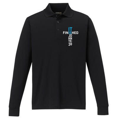 It Is Finished John 19:30 Performance Long Sleeve Polo