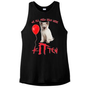 IT Kitten We All Meow Down Here Funny Halloween Ladies PosiCharge Tri-Blend Wicking Tank