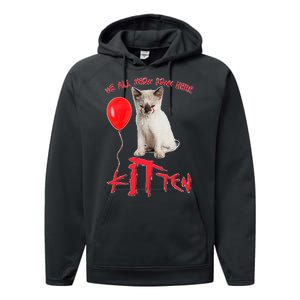 IT Kitten We All Meow Down Here Funny Halloween Performance Fleece Hoodie