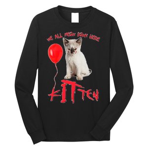 IT Kitten We All Meow Down Here Funny Halloween Long Sleeve Shirt