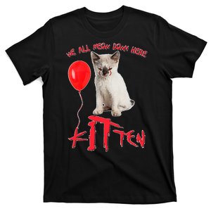 IT Kitten We All Meow Down Here Funny Halloween T-Shirt