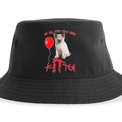 IT Kitten We All Meow Down Here Funny Halloween Sustainable Bucket Hat