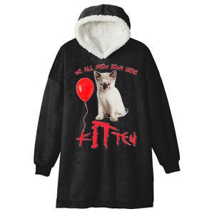 IT Kitten We All Meow Down Here Funny Halloween Hooded Wearable Blanket