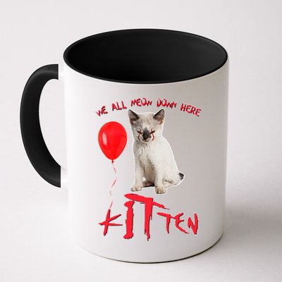 IT Kitten We All Meow Down Here Funny Halloween Mug