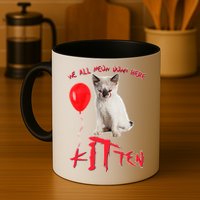 IT Kitten We All Meow Down Here Funny Halloween Mug
