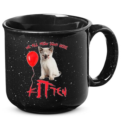 IT Kitten We All Meow Down Here Funny Halloween 15oz Campfire Ceramic Mug