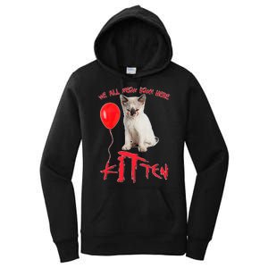 IT Kitten We All Meow Down Here Funny Halloween Women's Pullover Hoodie