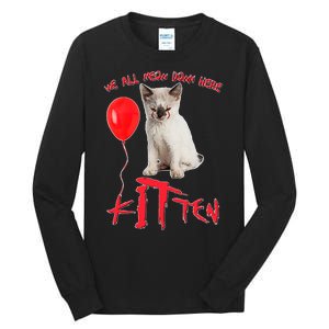 IT Kitten We All Meow Down Here Funny Halloween Tall Long Sleeve T-Shirt