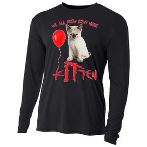 IT Kitten We All Meow Down Here Funny Halloween Cooling Performance Long Sleeve Crew