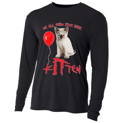 IT Kitten We All Meow Down Here Funny Halloween Cooling Performance Long Sleeve Crew