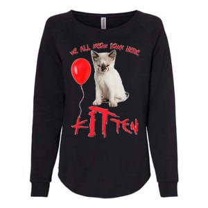 IT Kitten We All Meow Down Here Funny Halloween Womens California Wash Sweatshirt