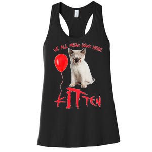 IT Kitten We All Meow Down Here Funny Halloween Women's Racerback Tank